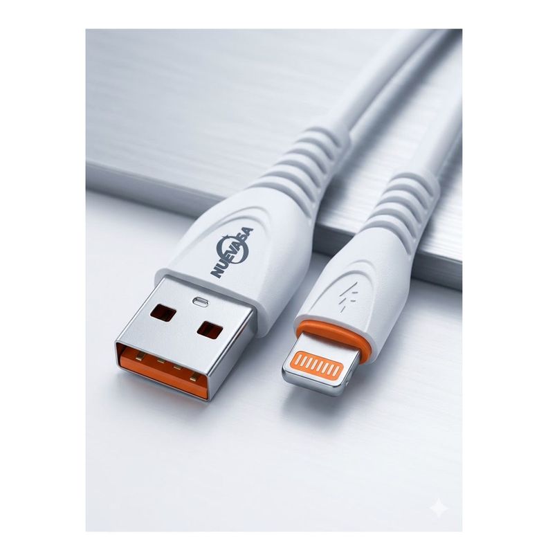 Cable USB a Lightning NVS-222 6A 1m Carga Rapida Nuevas Blanco