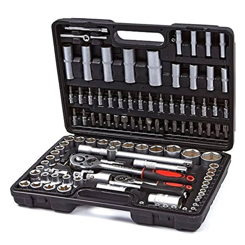 Caja de Herramientas 108 Piezas con Set Completo de Dados Negro
