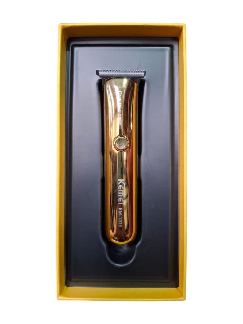 MAQUINA DE AFEITAR KEMEI RECARGABLE METALICO DORADO KM- 1816-0