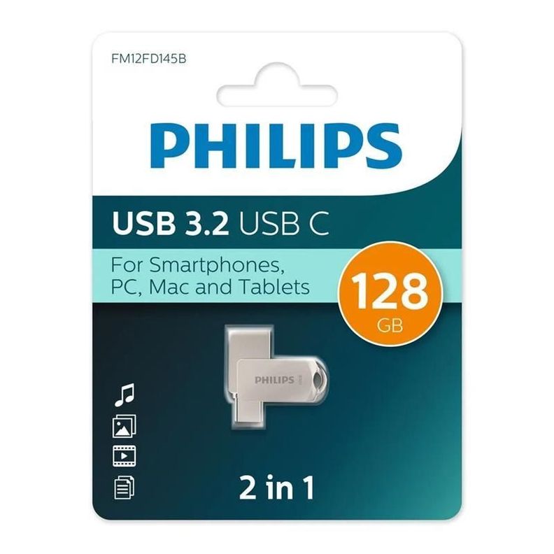 PENDRIVE PHILIPS 2 en 1 TYPE C 3.2 (128GB)-1