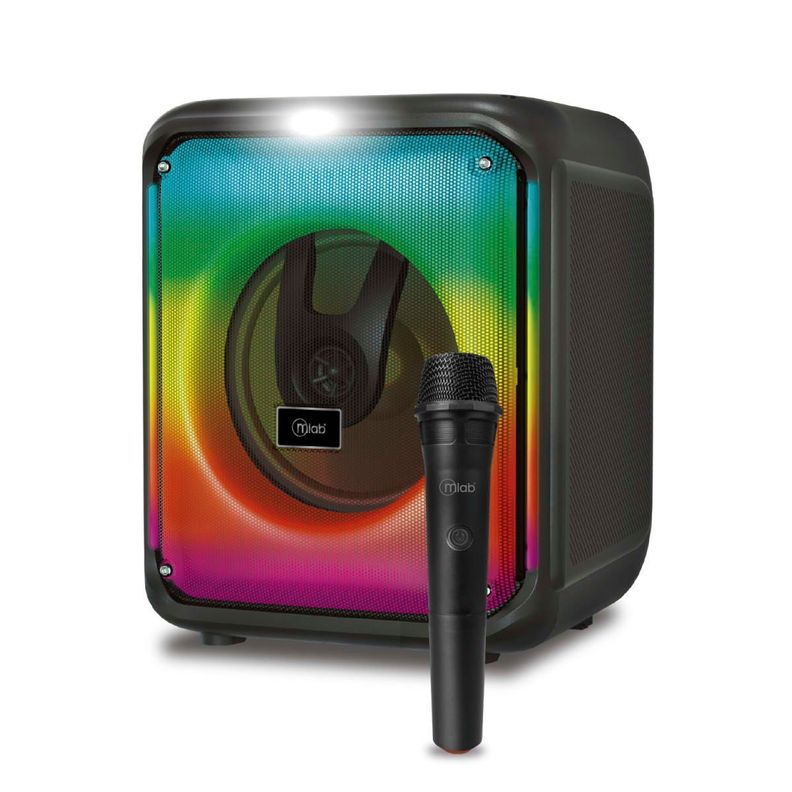 MLAB PARLANTE FLAMING SQUARE LUMIFY 8" CON MICROFONO INALAMBRICO Negro