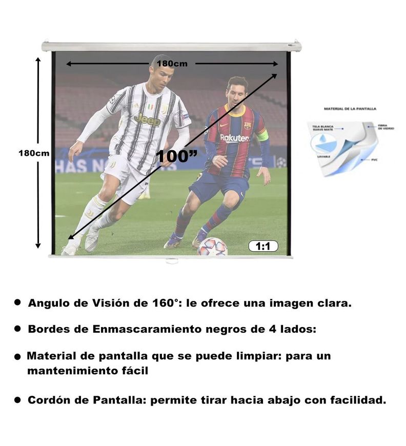 Telon Mural Premium Malik 1.80m x 1.80m (100´´ Diagonal) 1:1-1