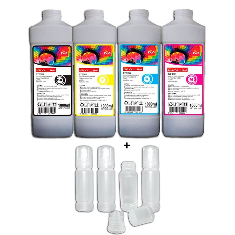 Pack 4 Litros + 4 Botellas vacias para Epson Ecotank T544 L3150-0