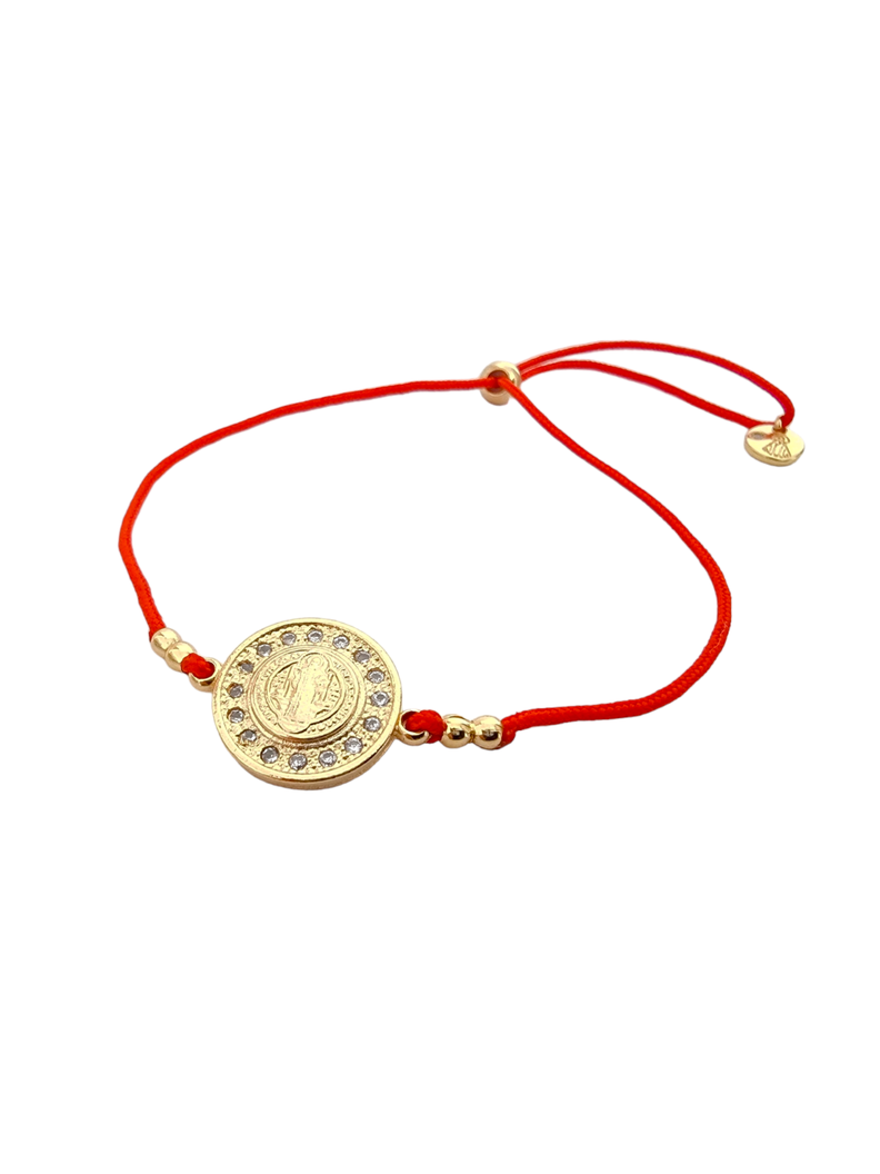 Pulsera hilo rojo san Benito circonado-0
