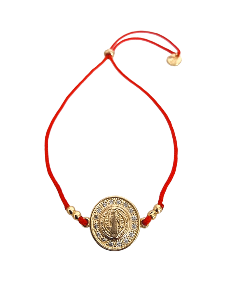 Pulsera hilo rojo san Benito circonado-1
