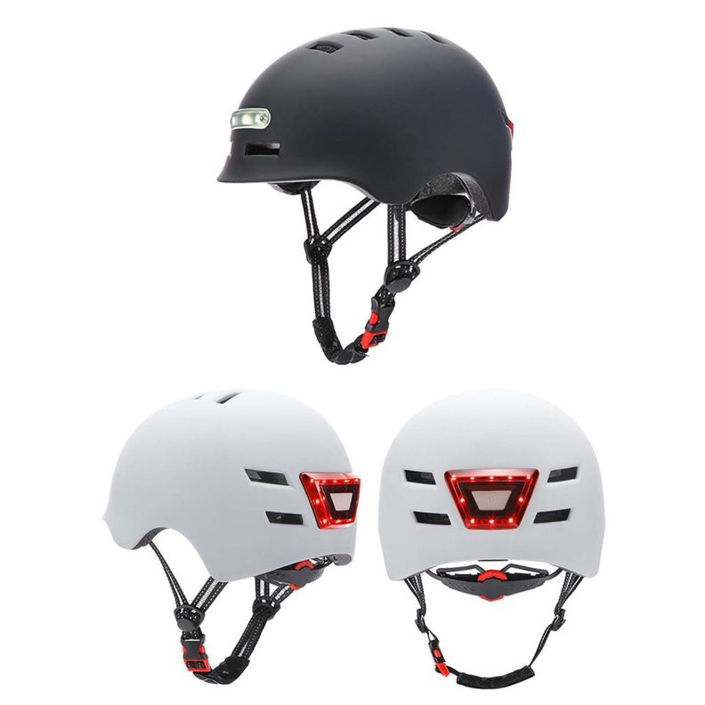 Casco Con Luz Para SCOOTER,BICICLETA Color Negro-4