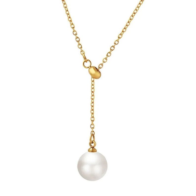 Collar Perla Cultivada Oro 18kt Baño Ajustable-0