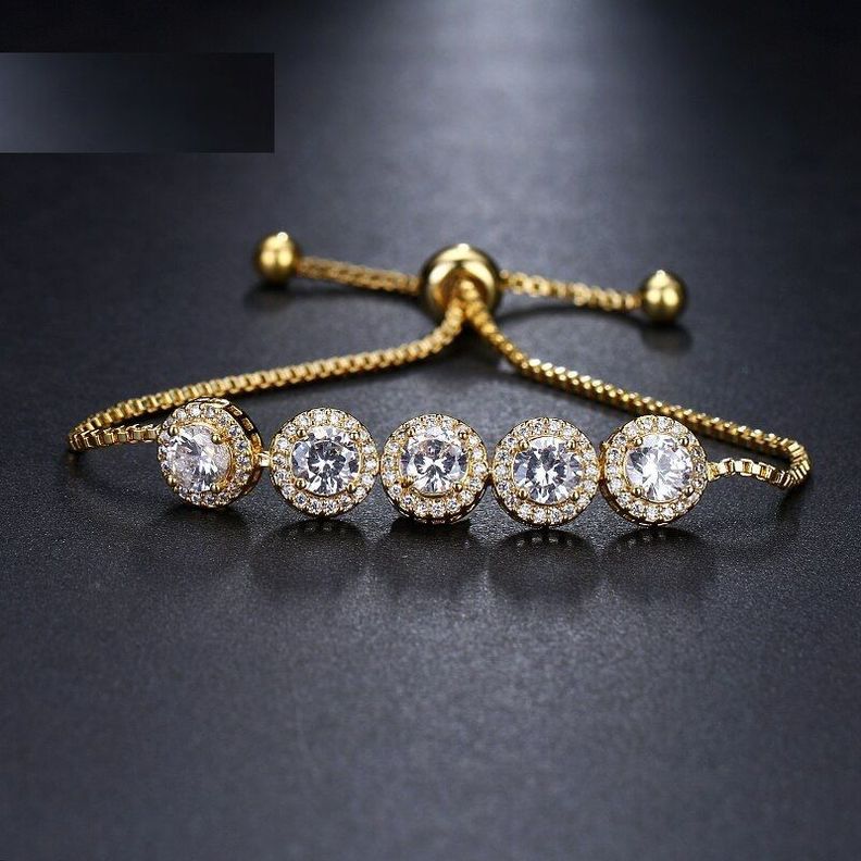 Pulsera Exclusiva Baño Oro 18kt Cristales 2 -1