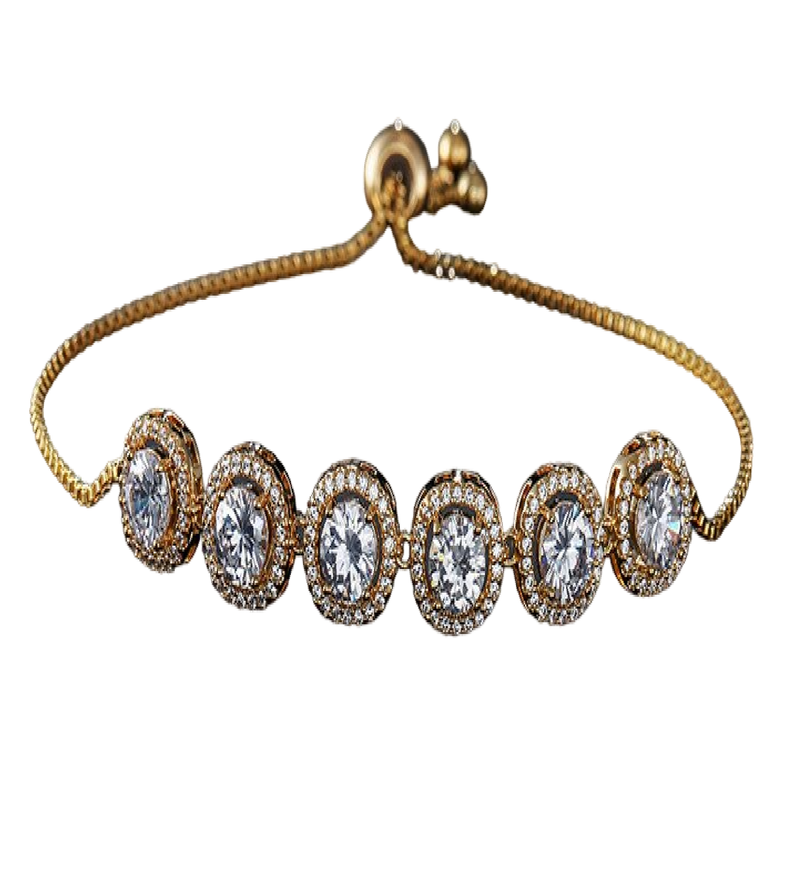 Pulsera Exclusiva Baño Oro 18kt Cristales 2 -0