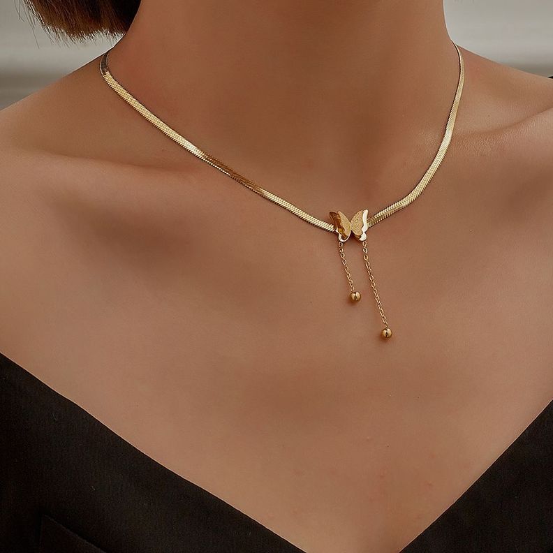Collar Mariposa Doble Baño Oro 18kt-1