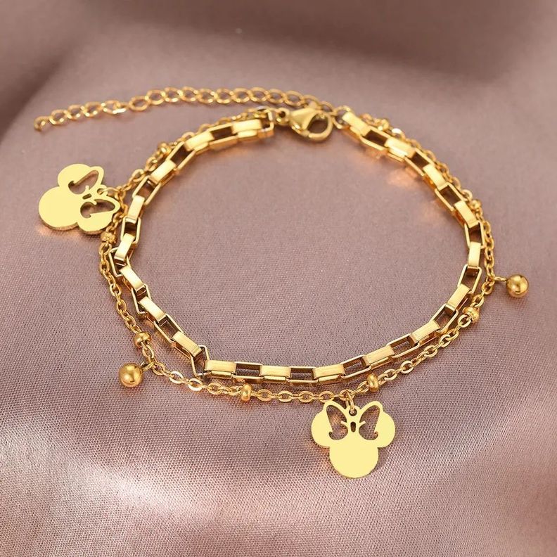 Pulsera Minnie Mouse Exclusivo Baño Oro 18kt LUXURYJOYAS -2