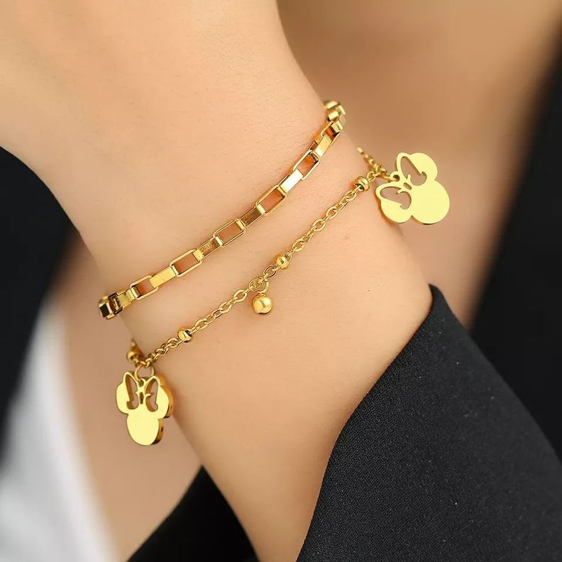 Pulsera Minnie Mouse Exclusivo Baño Oro 18kt LUXURYJOYAS -3