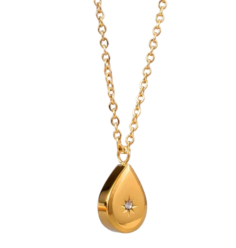 Collar Gota Diamante Oro 18kt Mujer-0