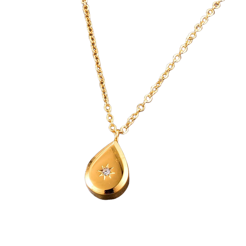 Collar Gota Diamante Oro 18kt Mujer-2