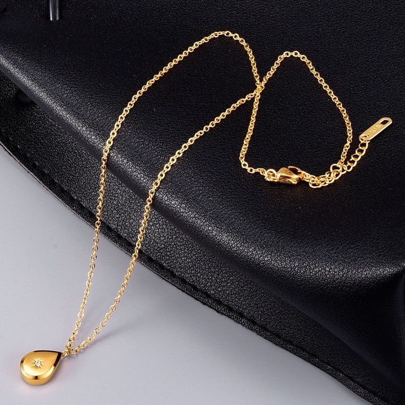 Collar Gota Diamante Oro 18kt Mujer-3