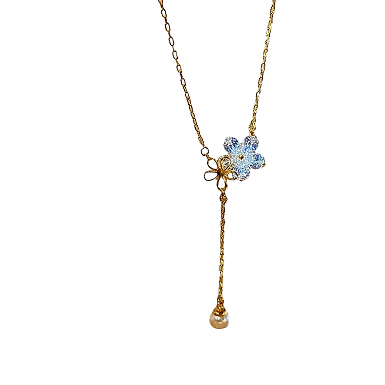 Collar Mujer Oro 18kt Cristales Flor Joyas-0