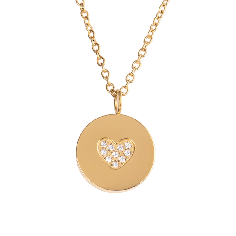 Collar Medalla Corazón Oro 18kt Bañado Diamantes Bañado LUXURYJOYAS-0
