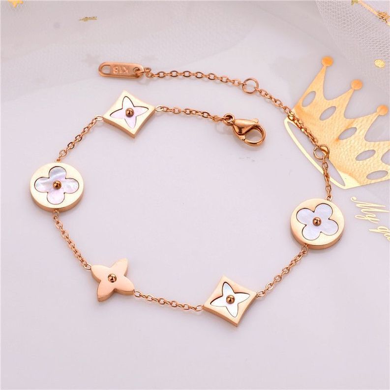 Pulsera Flores De Lujo Doble Baño Oro 18k LuxuryjoyasCL-1