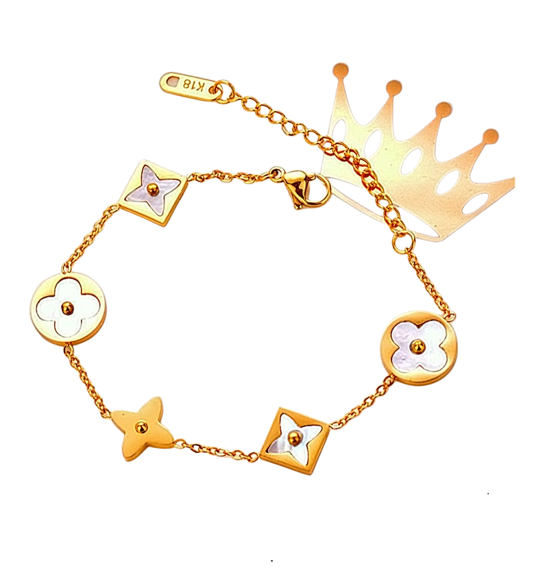 Pulsera Flores De Lujo Doble Baño Oro 18k LuxuryjoyasCL-0