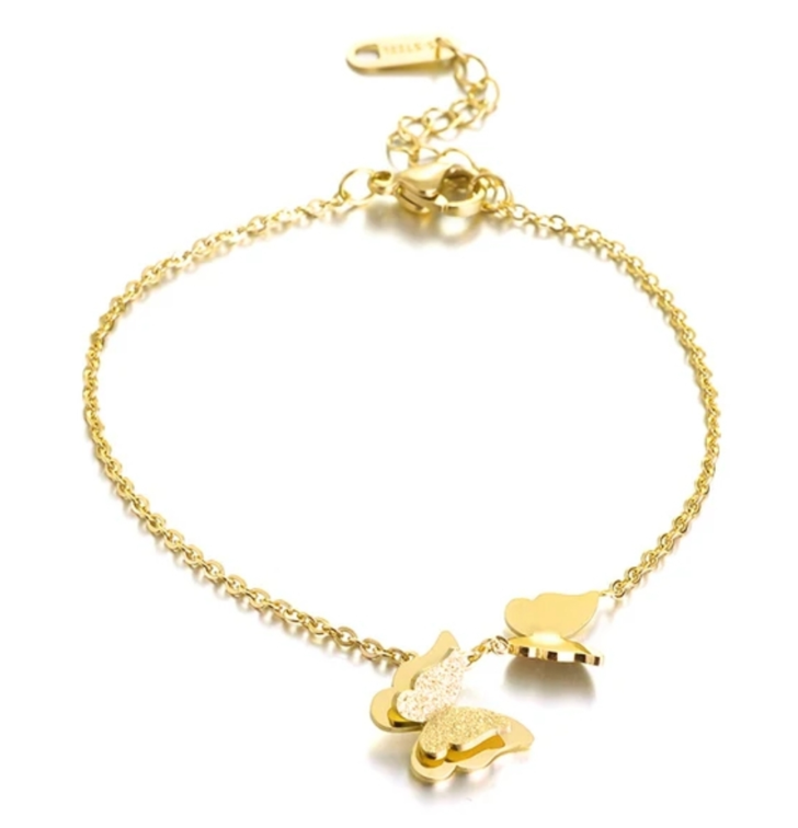 Pulsera Mariposa Oro 18k Luxury Baño Oro 18kt-1