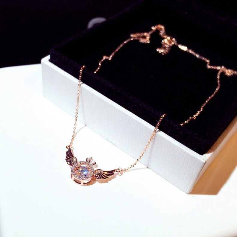Collar Alas Punto Luz Oro Rosa 18kt Cristal LUXURYJOYASCL-1