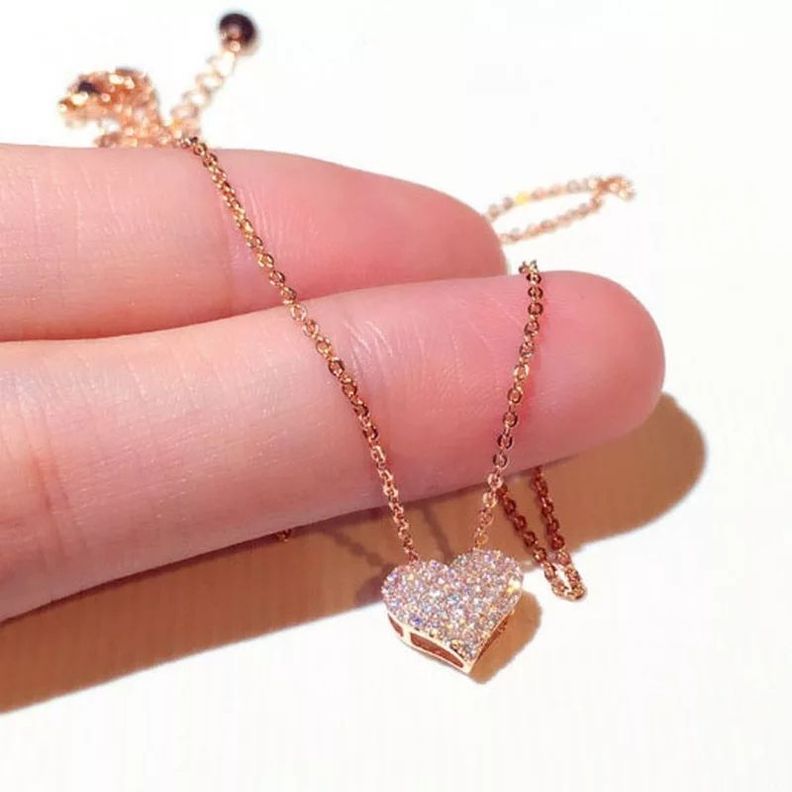 Collar Corazón Oro Rosa 18kt Con Cristales Austriaco LUXURYJOYASCL-0