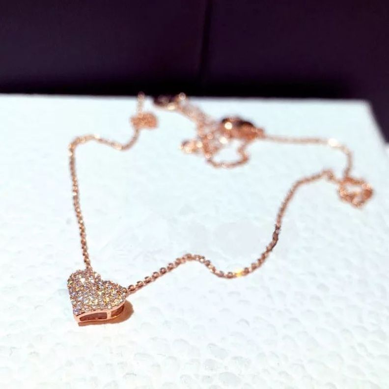 Collar Corazón Oro Rosa 18kt Con Cristales Austriaco LUXURYJOYASCL-1