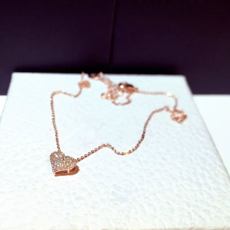 Collar Corazón Oro Rosa 18kt Con Cristales Austriaco LUXURYJOYASCL-2