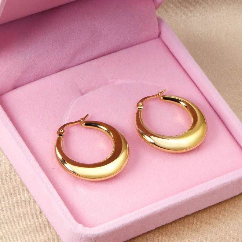 Aros Pendientes Argolla Clip Oro 18kt Bañado-1