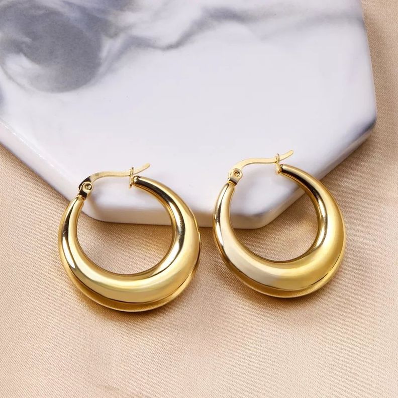 Aros Pendientes Argolla Clip Oro 18kt Bañado-2