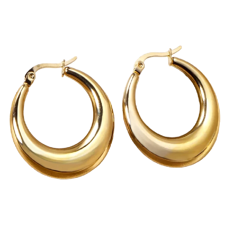 Aros Pendientes Argolla Clip Oro 18kt Bañado-0