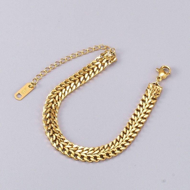 Pulsera Mujer Ajustable Tejido Grueso Oro Sello 18k Bañado-1