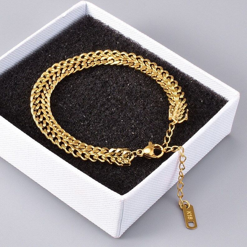 Pulsera Mujer Ajustable Tejido Grueso Oro Sello 18k Bañado-2
