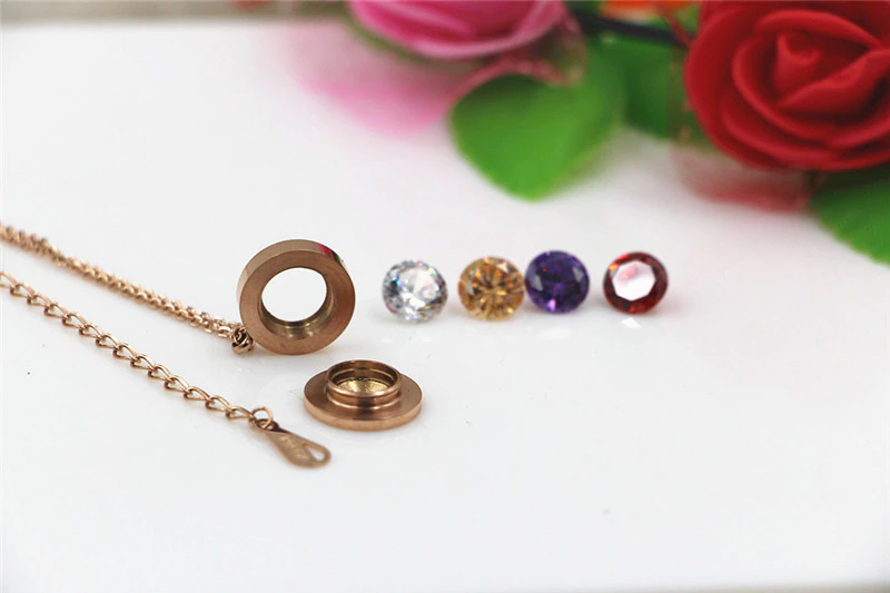 Collar Cambio De Circones Baño Oro Rosa 18k Juvenil Mujer -2