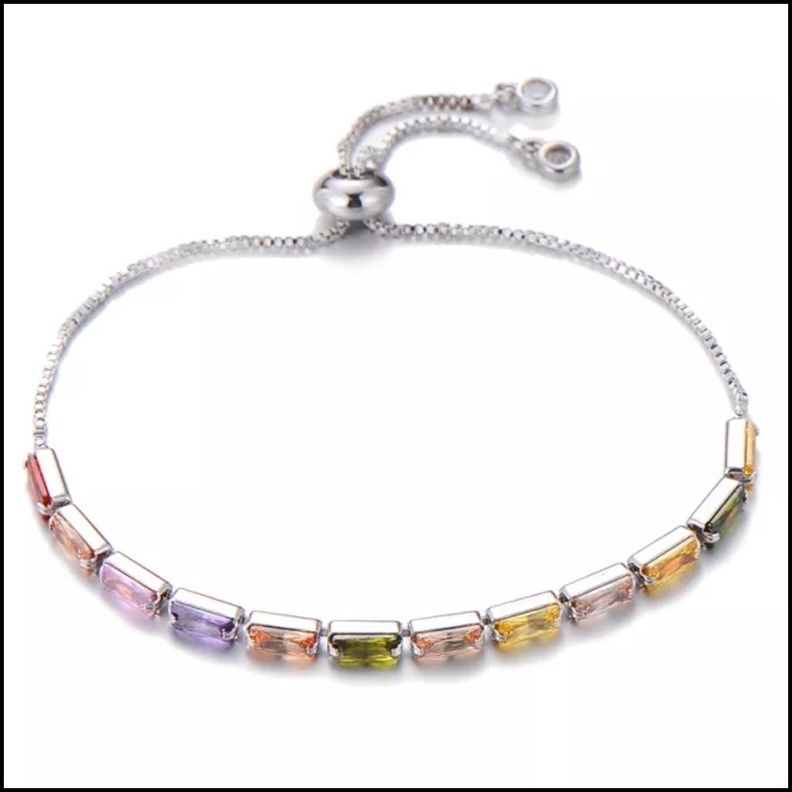 Pulsera Exclusiva Baño Oro 18kt Cristales Multicolor-1
