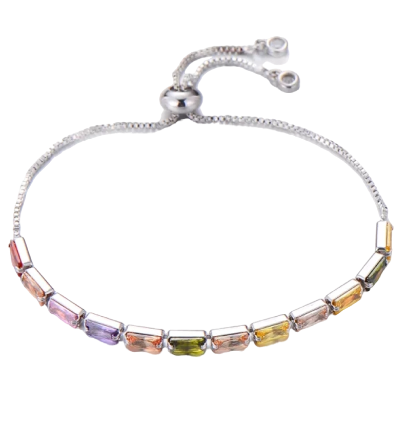 Pulsera Exclusiva Baño Oro 18kt Cristales Multicolor-0