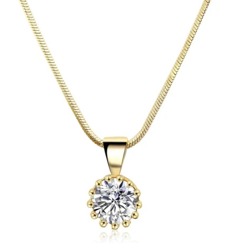 Oferta Collar Punto Luz De Cristal Oro 18kt Bañado - Dorado-0