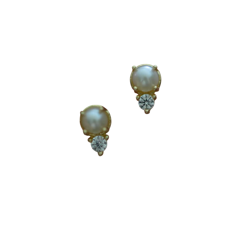 Aros Perla Oro 18kt Sobre Plata 925 Delicado Exclusivo Diseño-4
