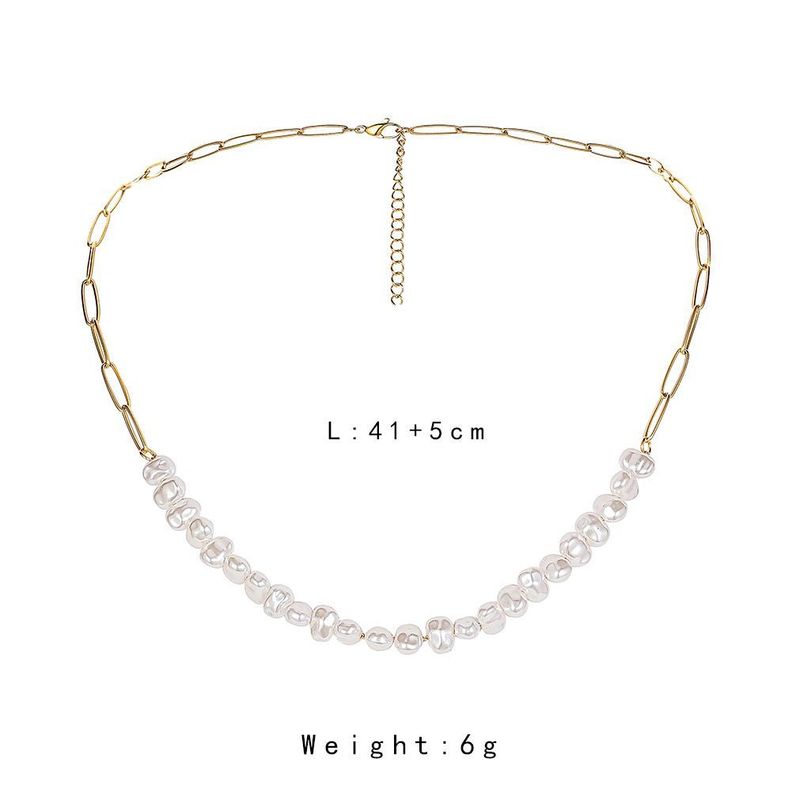 Collar Perlas Asimétrica Baño Oro 18kt sello 18k -2