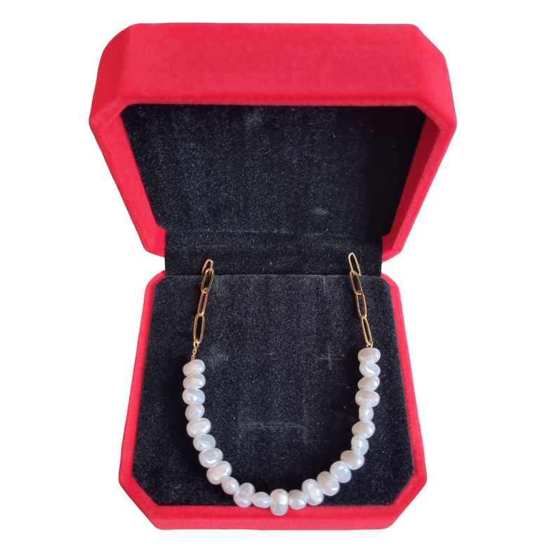 Collar Perlas Asimétrica Baño Oro 18kt sello 18k -4