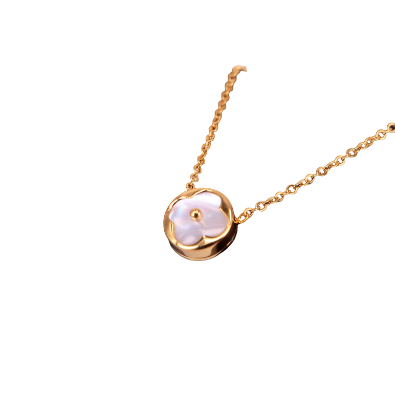Collar Exclusivo Flor De Nacar Oro 18kgp Dorado-0
