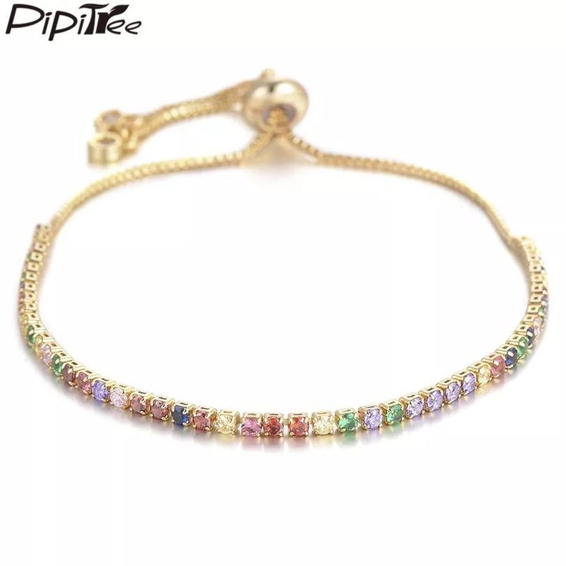 Pulsera Tennis Baño Oro 18kt Cristales Multicolor LUXURYJOYAS-1