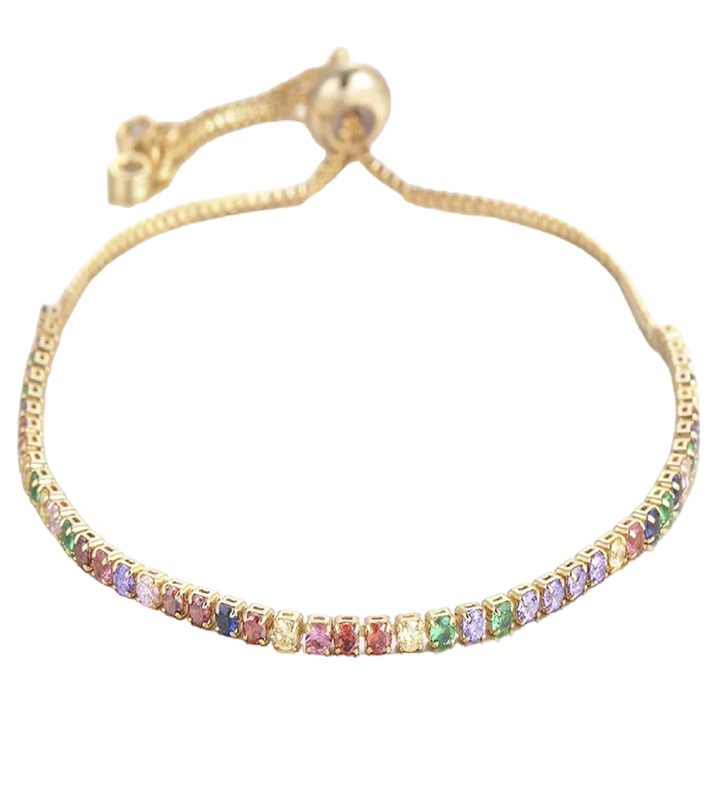 Pulsera Tennis Baño Oro 18kt Cristales Multicolor LUXURYJOYAS-0