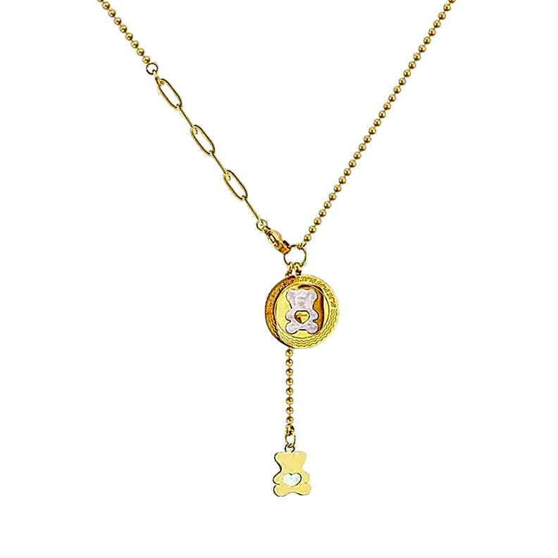 Collar Oso Oro 18kt bañado Nacar-0