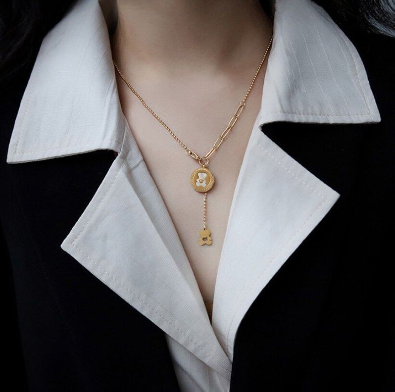 Collar Oso Oro 18kt bañado Nacar-1