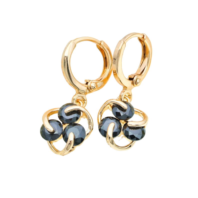 Aros Pendientes Puntos baño Oro 18kt Con Cristales LUXURYJOYASCL-0