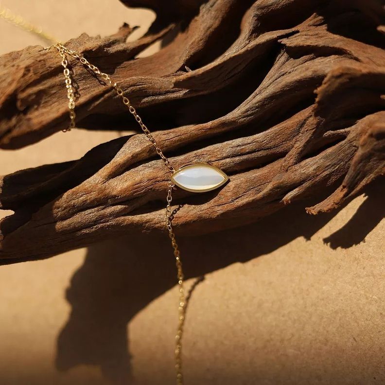 Collar Espiga Nacar Oro 18kt Bañado Mujer Exclusivo-1