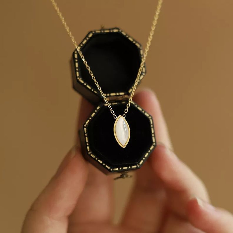Collar Espiga Nacar Oro 18kt Bañado Mujer Exclusivo-2