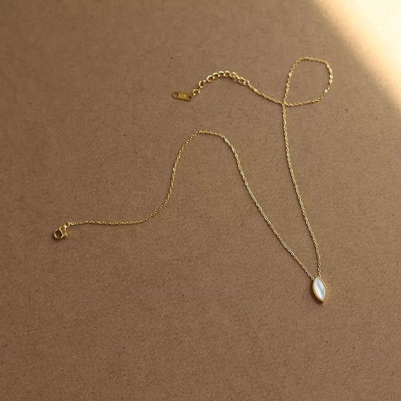 Collar Espiga Nacar Oro 18kt Bañado Mujer Exclusivo-3