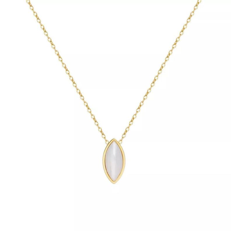 Collar Espiga Nacar Oro 18kt Bañado Mujer Exclusivo-5